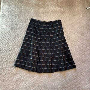 Nine West Silk Patterned Pleated Skirt